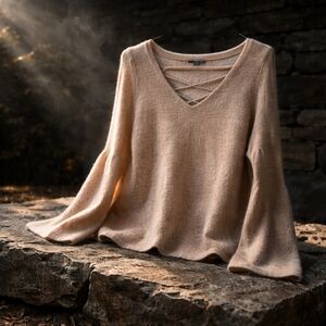 💙Elegant V-Neck Beige Sweater